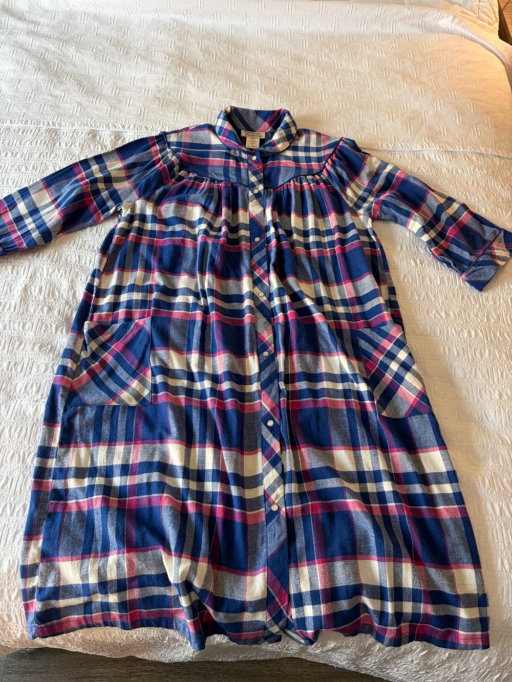 Anthony Richards Women Cotton Flannel House Coat Robe  Size 2X Pearl Snap